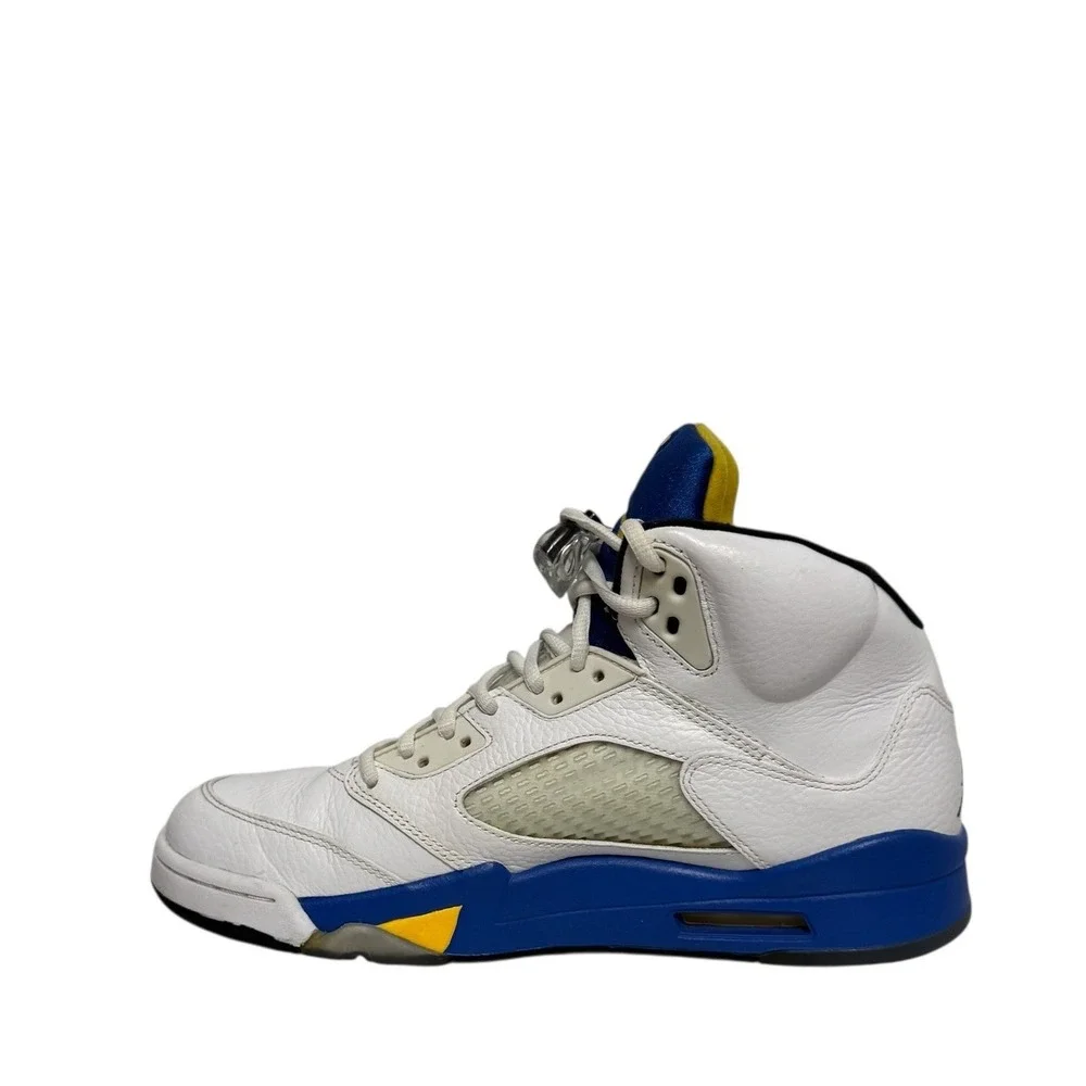 Air Jordan 5 Retro Laney JSP White Varsity Royal Maize CD2720-100 Mens‎ High Top